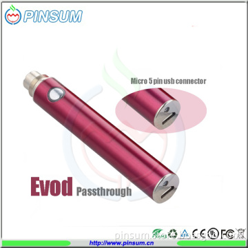 2014 Hot Sale Evod Battery Evod Passthrough Battery Micro USB Evod Battery